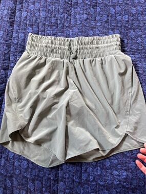 Women’s High-Waist Olive Green running shorts!